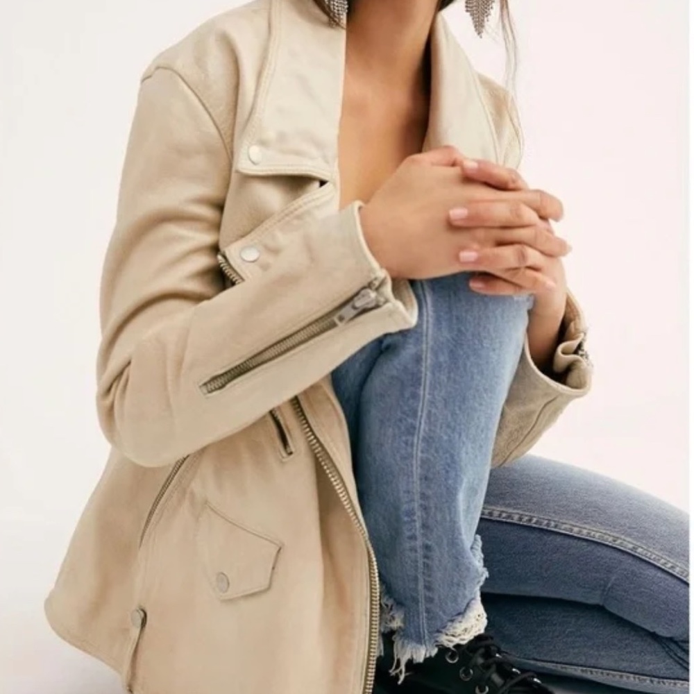 NWOT Free People Jealousy Oversized Leather Moto Jacket, SMALL